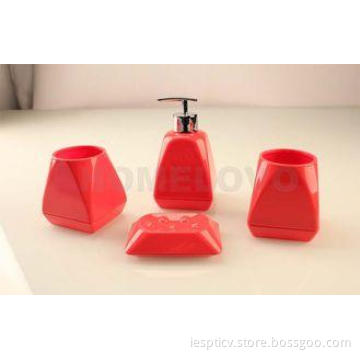 Romantic Lovely Red Marble Soap Dish Bathroom Sets Tooth Br